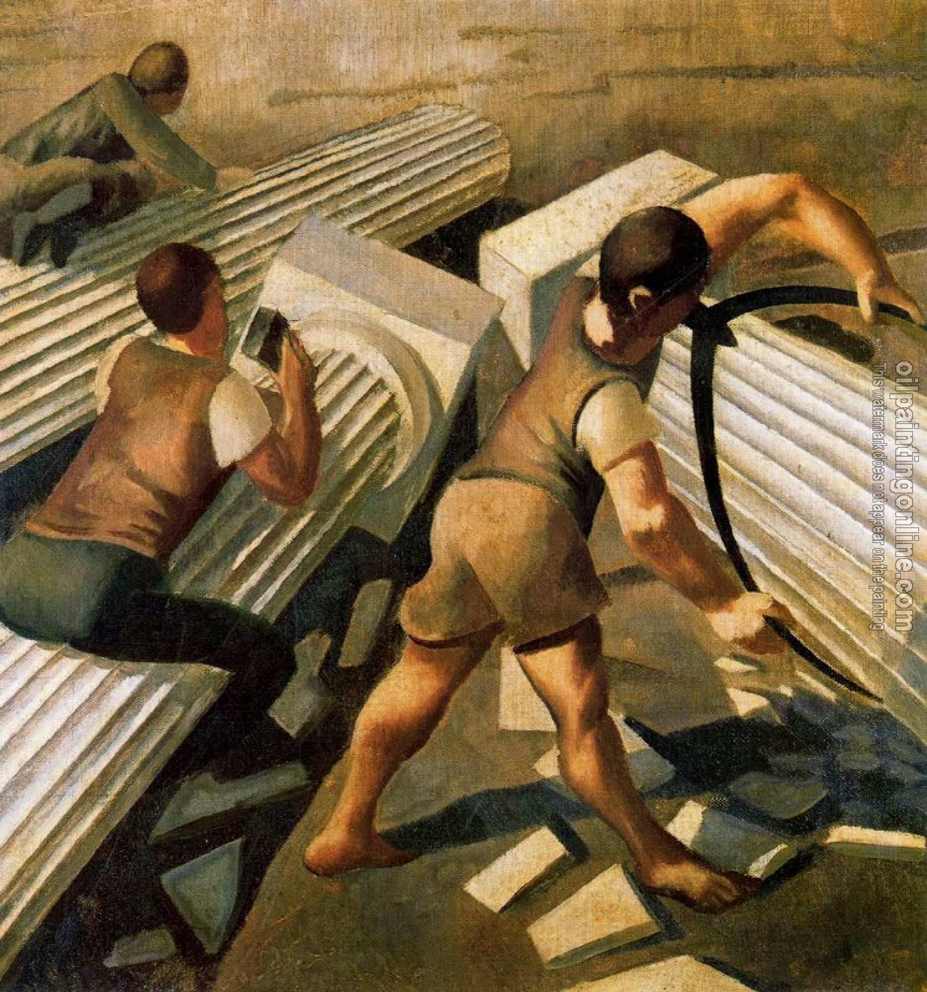Stanley Spencer - Making Columns for the Tower Of Babel